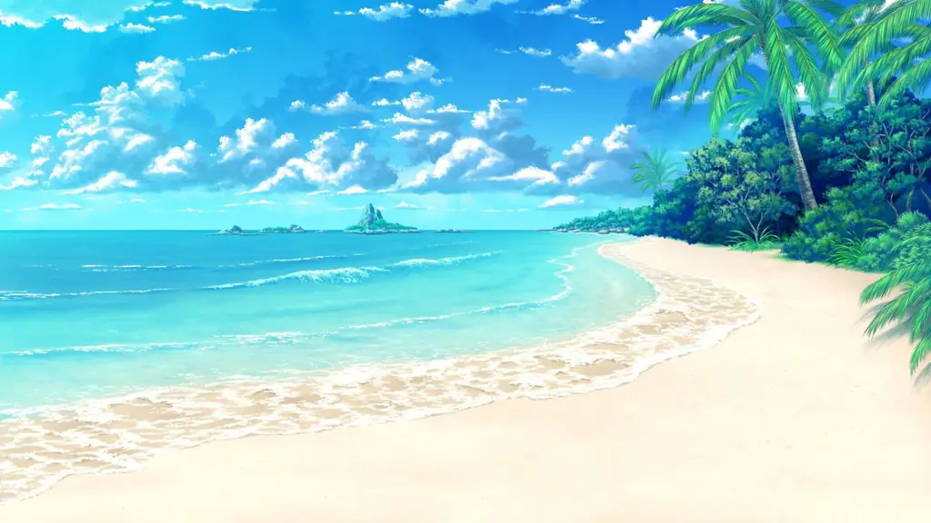 Pemandangan Menarik dalam Anime Musim Panas Gambar pemandangan pantai musim panas anime