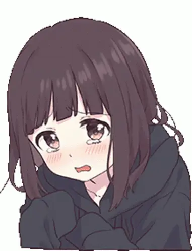 Ilustrasi gadis anime yang sedang menangis karena terharu. Gambar gadis anime yang sedang menangis.
