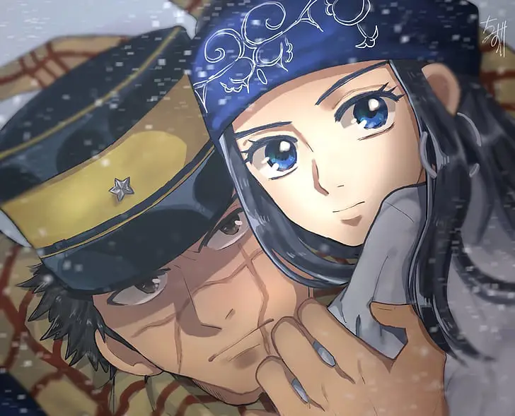 Adegan aksi menegangkan dalam anime Golden Kamuy Gambar screenshot anime Golden Kamuy
