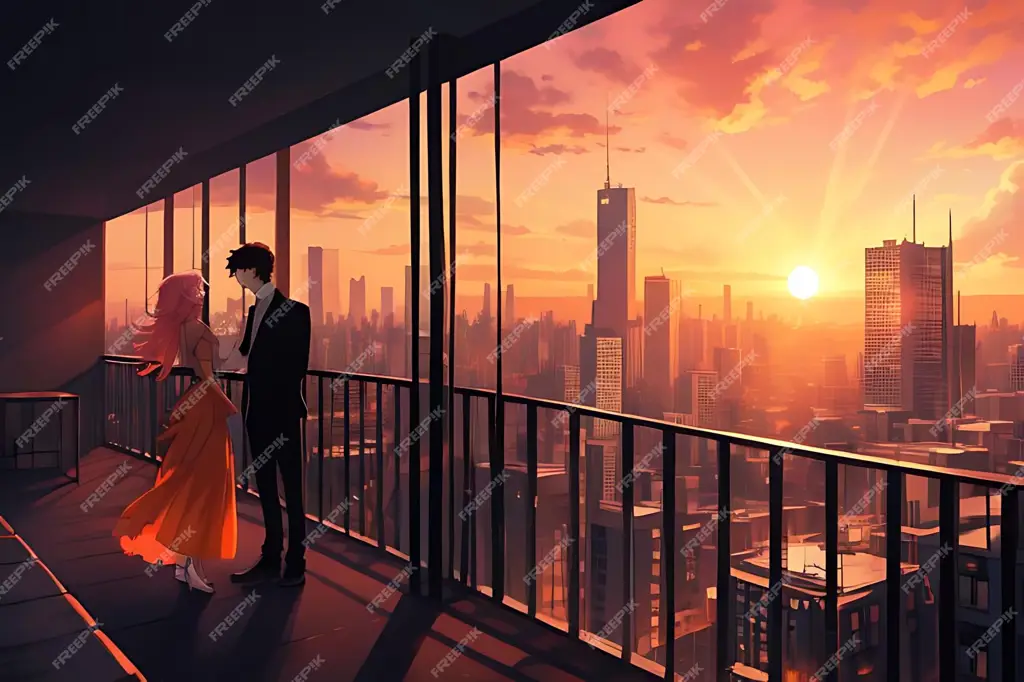 Momen romantis anime Pasangan anime yang sedang bermesraan