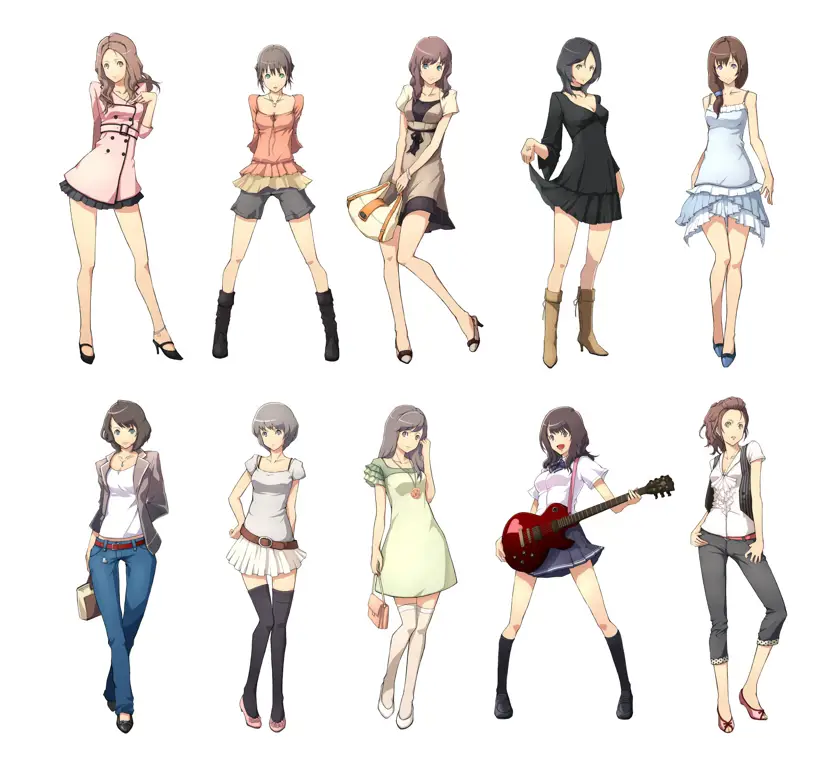 Karakter Anime dengan Pakaian Musim Semi Karakter anime dengan pakaian musim semi yang cantik