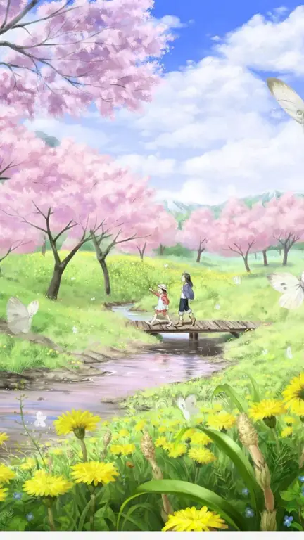 Anime Musim Semi: Pemandangan yang Menawan Pemandangan anime musim semi yang indah