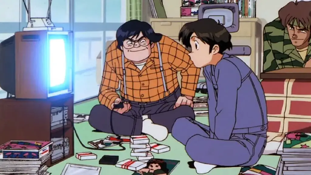 Menikmati Anime Bersama Gambar beberapa karakter anime menonton televisi bersama-sama
