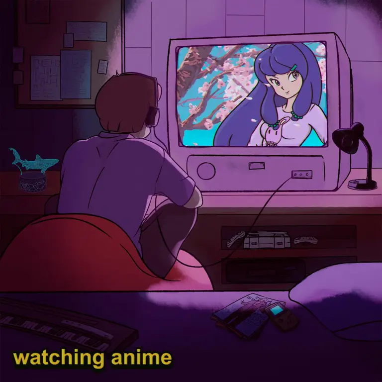 Suasana menonton anime misteri di malam hari Menonton anime di malam hari
