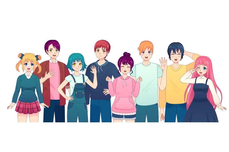 Karakter Anime Favorit Sejumlah karakter anime berkumpul