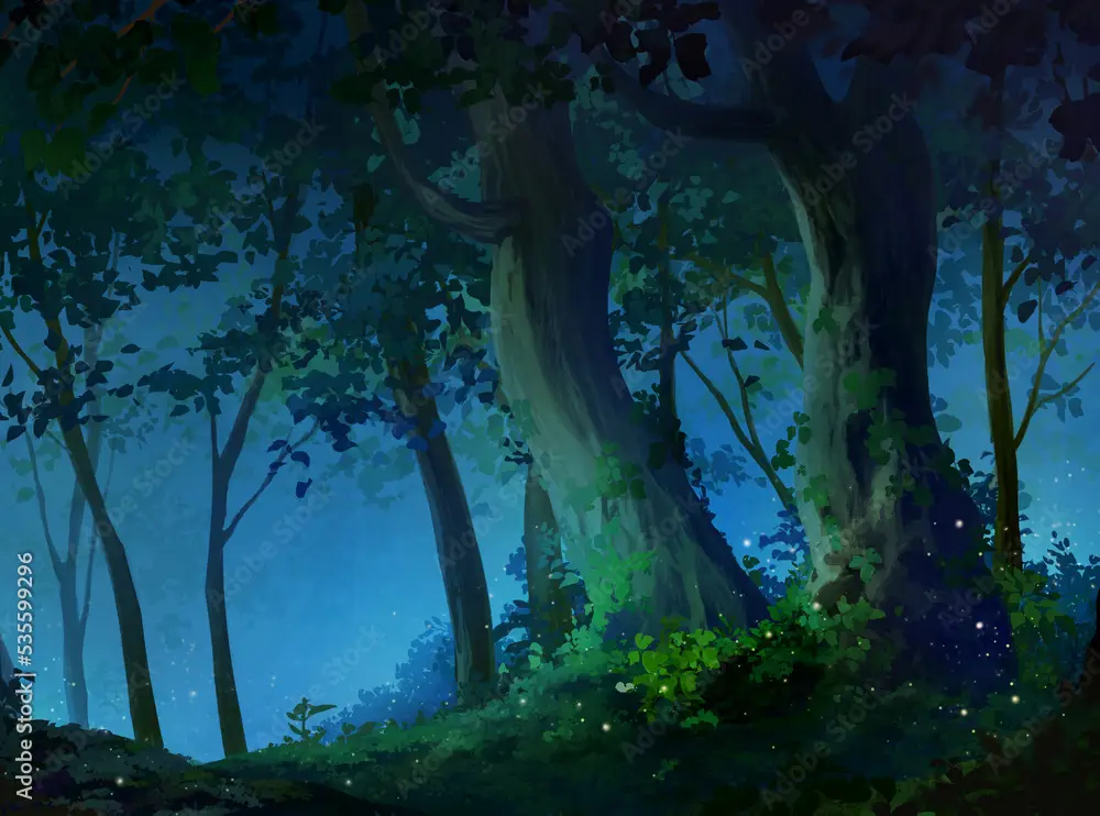 Suasana Malam Misterius Gambar suasana malam yang misterius dalam anime