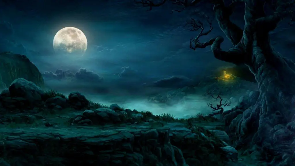 Suasana Misterius dalam Anime Pemandangan latar anime misteri yang indah