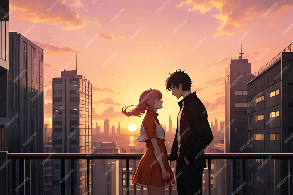 Pasangan anime dalam situasi sulit Gambar pasangan anime dalam adegan dramatis