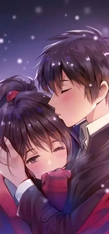 Adegan Romantis dalam Anime Netorare Karakter anime dalam pelukan romantis