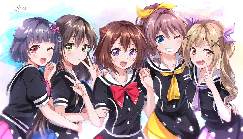 Teman-Teman Anime Gambar sekelompok teman anime