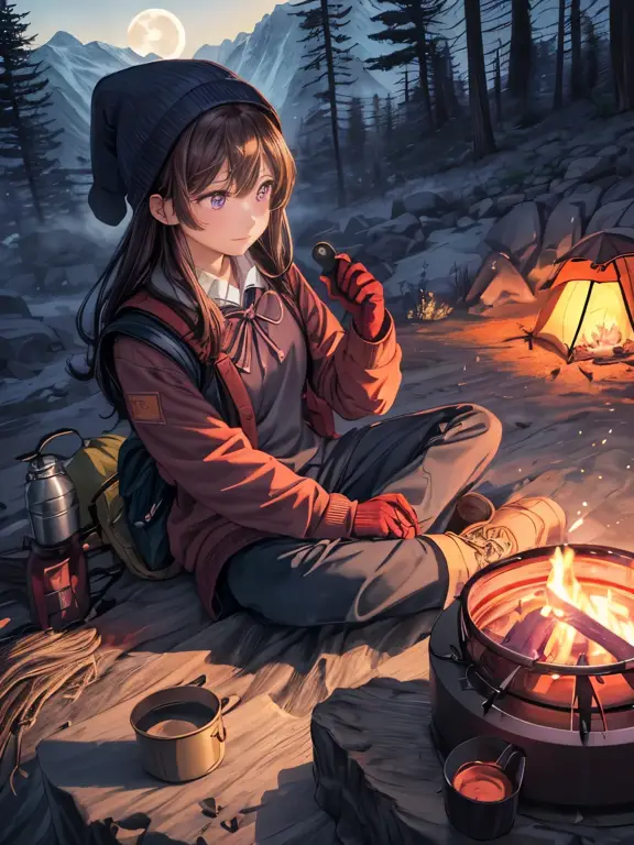 Suasana tenang dan damai di Yuru Camp△ Gambar gadis-gadis anime yang sedang berkemah