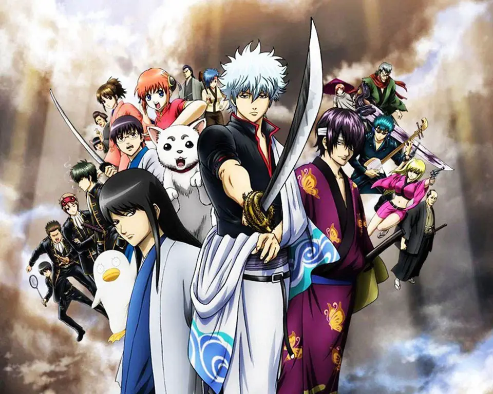 Gintama - Anime Komedi Absurd yang Menghibur Gambar para karakter dalam anime Gintama