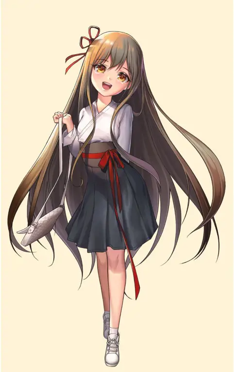 Ekspresi lucu karakter anime Gadis anime yang bahagia