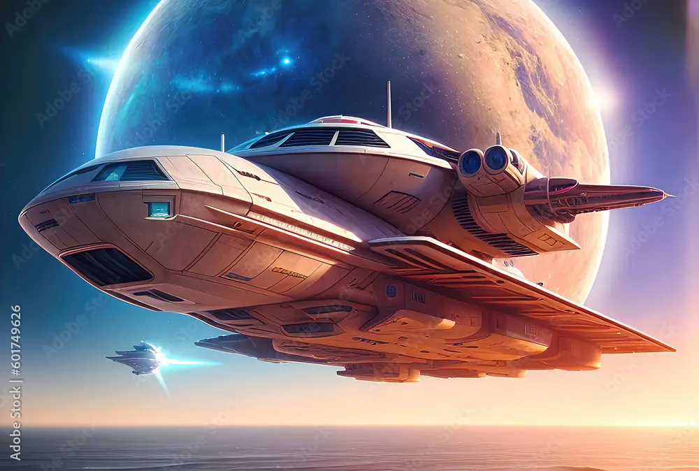 Pesawat Ruang Angkasa Futuristik Ilustrasi pesawat ruang angkasa desain futuristik