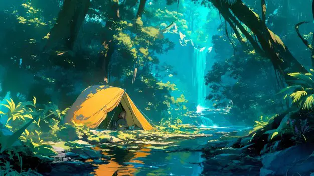Keindahan Alam dalam Anime Yuru Camp△ Ilustrasi pemandangan anime perkemahan