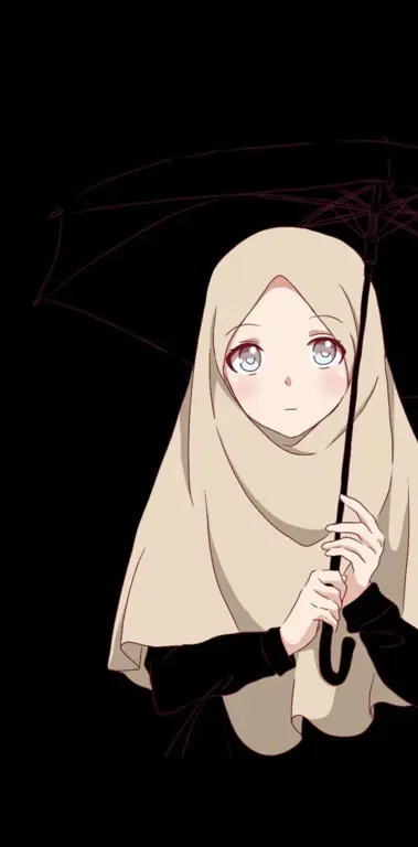 Menjaga Ibadah dan Hiburan Karakter anime muslim sedang berdoa