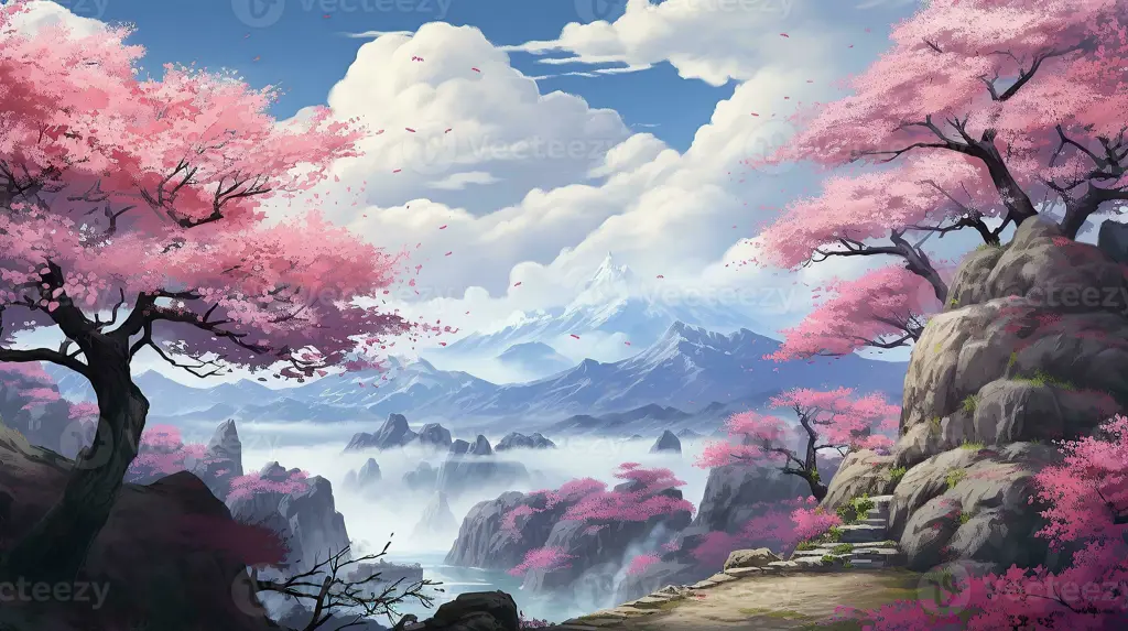 Dunia fantasi yang memukau Pemandangan anime fantasi yang indah