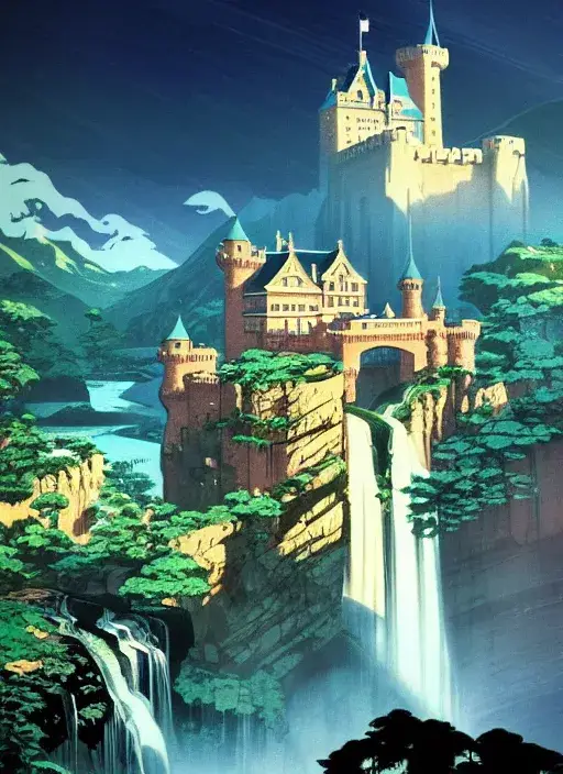 Dunia Fantasi yang Menawan Pemandangan istana magis di anime