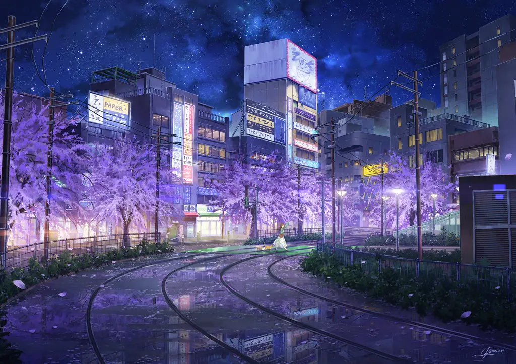 Suasana Anime Malam Hari Pemandangan malam anime