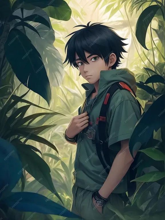 Suasana Misterius dalam Anime Karakter anime berada di hutan misterius